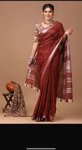 Plain Cotton Sarees, Saree Length : 6.5 Meter
