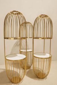 Tall Cage Table with Ceramic Base- SS