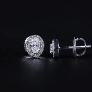 1.20Ct Oval Cut Lab Diamond Stud Earring 14K White Gold Vs Clarity E Color