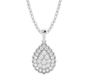 1.50Ct Round Cut Lab Diamond Cluster Pendant 14K White Gold