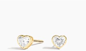 1 Carat Heart Cut Lab Diamond Stud Earring 14K Yellow Gold