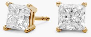1 Carat Princess Cut Lab Diamond Stud Earring 14K Yellow Gold VS2 Clarity E Color