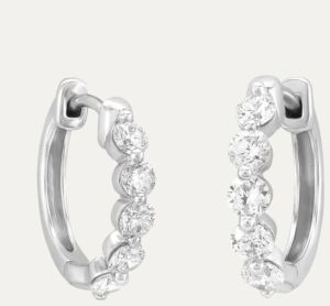 1 Carat Round Cut Lab Diamond Hoop Earring 14K White Gold