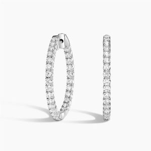 1 Carat Round Cut Lab Diamond Hoop Earring 14K White Gold VS1 Clarity E Color