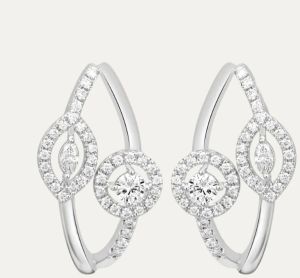 2.50 Carat Marquise Cut Lab Diamond Hoop Earring 14K White Gold VS2 Clarity F Color