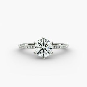 2.50 Carat Round Cut 6 Prong Lab Diamond Solitaire Accent Wedding Ring Vvs Clarity E Color