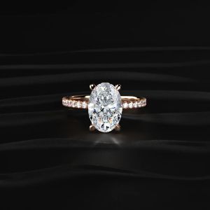 2.50Ct Oval Cut Lab Diamond Solitaire with Accent Engagement Ring 14K Rose Gold