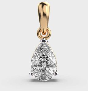 2 Carat Pear Cut Lab Diamond Classic Pendant 14K Yellow Gold VS2 Clarity E Color