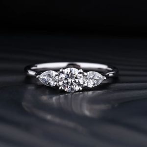 2 Carat Round Cut Lab Diamond Three Stone Diamond Ring
