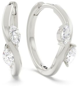 2 Marquise Cut Lab Diamond Hoop Earring 14K White Gold VS1 Clarity D Color