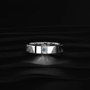 2Ct Emerald Cut Lab Diamond Solitaire Engagement Ring For Men 14K White Gold Vs Clarity E Color