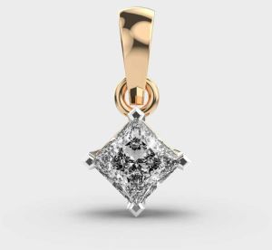 2Ct Princess Cut Lab Diamond Solitaire Pendant 14K Yellow Gold