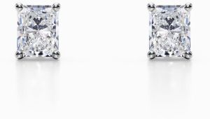 2Ct Radiant Cut Lab Diamond Solitaire Stud Earring 14K White Gold