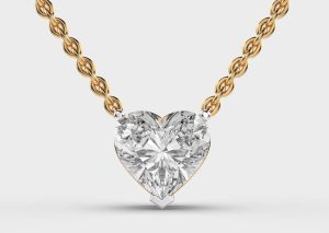 3 Carat Heart Cut Lab Diamond Classic Pendant 14K Gold VS1 Clarity E Color