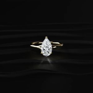 3 Carat Pear Cut Lab Diamond Split Shank Engagement Ring For Women 14K Yellow Gold