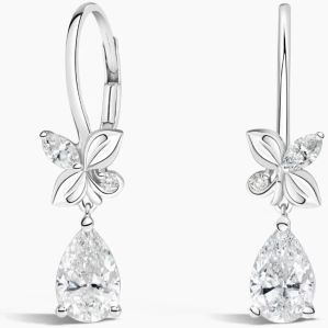 4.20 Carat Pear Cut Lab Diamond Drop Earring VS2 Clarity E Color