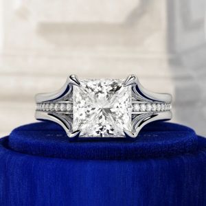 4.50Ct Princess Cut Lab Diamond Split Shank Engagement Ring 14K White Gold