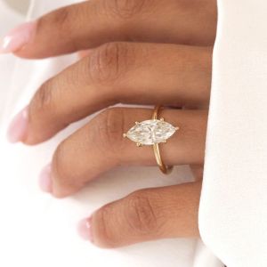 Women 4 Carat Marquise Cut Lab Diamond Solitaire Wedding Ring
