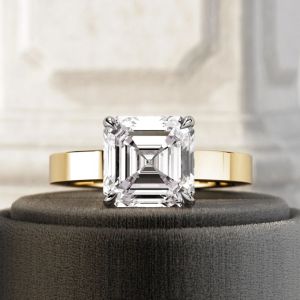 4Cr Asscher Cut Lab Diamond Solitaire Engagement Ring 14K Gold Vs Clarity Color