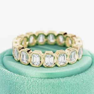 4Ct Emerald Cut Lab Diamond Full Eternity Wedding Band 14K Gold