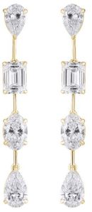 4Ct Pear and Emerald Cut Lab Diamond Dangle Earring 14K Yellow Gold