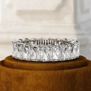 4Ct Radiant Cut Lab Diamond Full Eternity Engagement Band 14K Gold