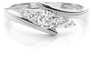 4Ct Round Cut Lab Diamond Five Stone Diamond Ring 14K White Gold Vs Clarity E Color