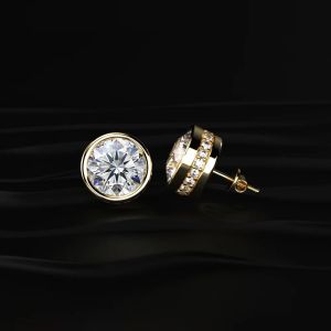 4Ct Round Cut Lab Diamond Stud Earring 14K Yellow Gold Vs Clarity F Color