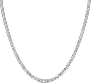 5Ct Round Cut Lab Diamond Tennis Necklace 14K White Gold Vs Clarity E Color
