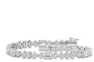 8ct Emerald Round Baguette Lab Diamond Tennis Bracelet