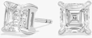 Asscher Cut Lab Diamond Stud Earring For Women 14K White Gold VS2 Clarity F Color
