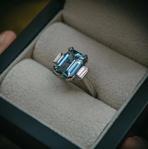 Emerald Cut Lab Diamond Three Stone Diamond Ring