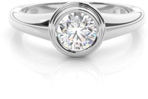 Men's 2Ct Round Cut Bezel Setting Solitaire Engagement Ring 14K White Gold