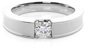 Men's 2Ct Round Cut Lab Diamond Solitaire Wedding Ring 14K White Gold