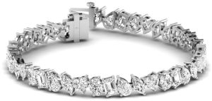 Mix Shape Diamond Tennis Bracelet, Certified 5Ct VVS2 Lab Created Diamond, Solid 14K Gold