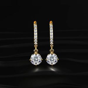 Round Cut 2.50Ct Lab Diamond Drop Earring 14K Gold Vs Clarity E Color