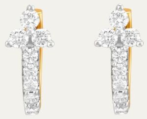 Round Cut Lab Diamond Hoop Earring 14K Yellow Gold