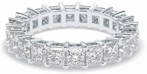 Women 4Ct Princess Cut Lab Diamond Full Eternity Wedding Band 14K White Gold