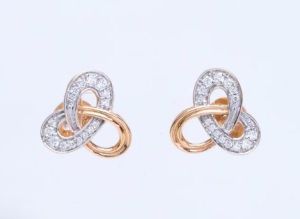 Diamond Trinity Knot Stud Earrings - Classic Love Symbol