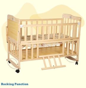 Mee Mee Rocking Wooden Baby Cot with Mosquito Net