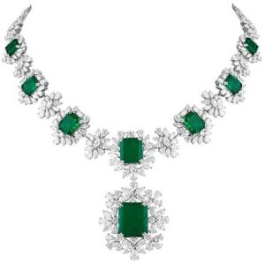 Emerald Diamond Necklace Set