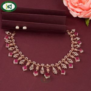 Ladies Ruby Stone Necklace Set
