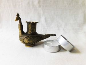 Brass Peacock Candle Holder