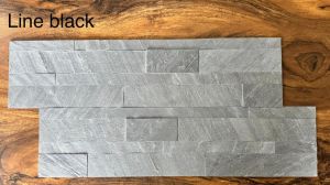 Line Black Stone Veneer Panel