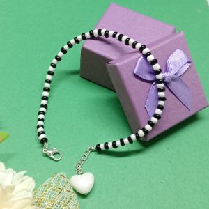 Handcrafted Black & White Beaded Anklet