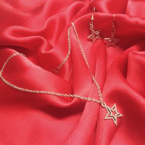 Silver-Tone Star Pendant Jewelry Set
