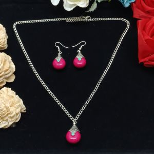 NIPSTec Teardrop Pink Simulated Gemstone Jewelry Set Adjustable
