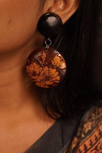 lacquered Gulmohar Wooden Earrings, Brand Name : chandrakalakriti