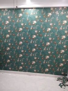 Matte Floral Sea Green Base Printed Wallpaper