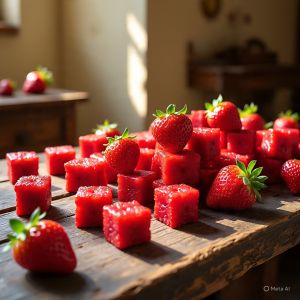 Strawberry Cubes, Color : Red for Snacking, Trail Mix